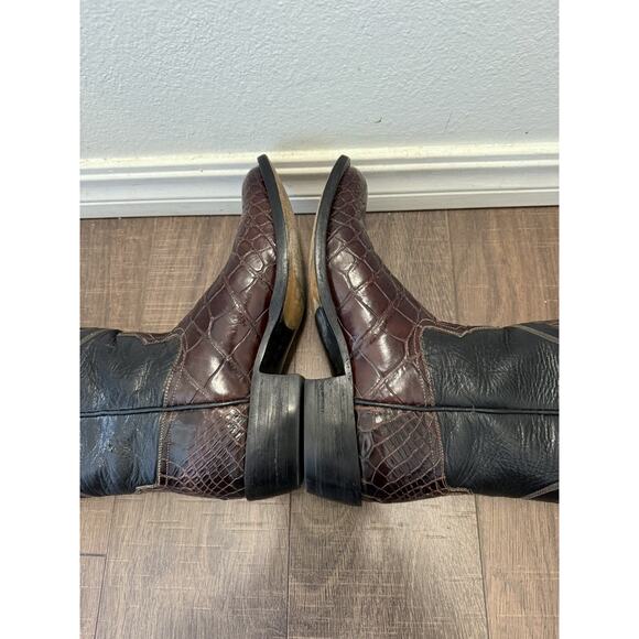 Mens Custom Made Red Brown Caiman Crocodile Western Boots 9.5 E - Picture 10 of 14